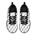 White And Black Fishing Hooks Print Black Sneakers