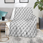 White And Black Fishing Hooks Print Blanket