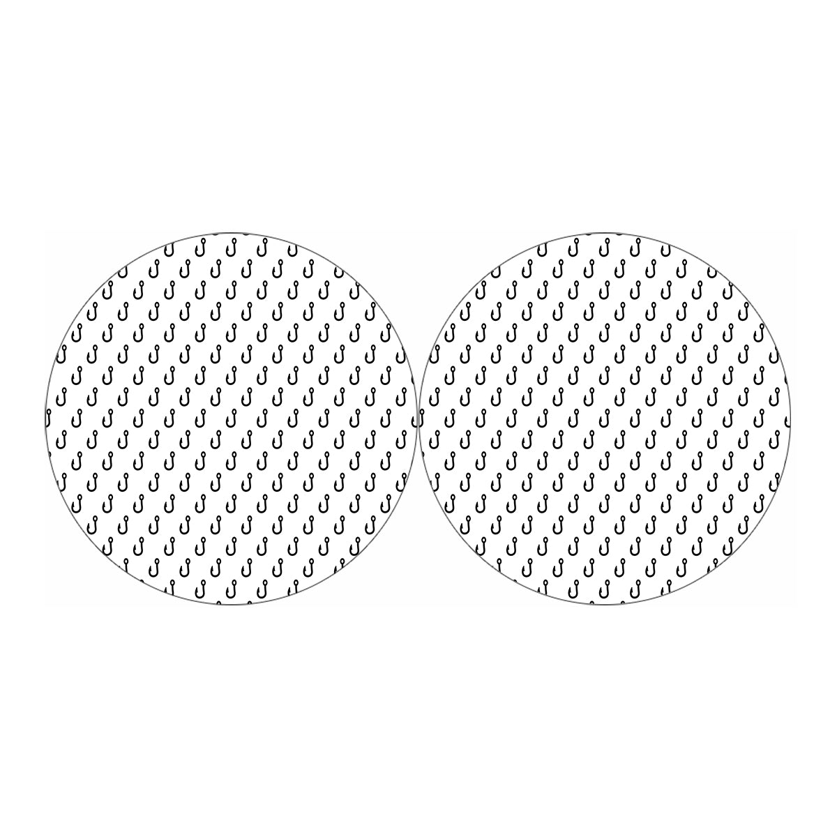 White And Black Fishing Hooks Print Car Coasters