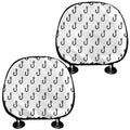 White And Black Fishing Hooks Print Car Headrest Covers