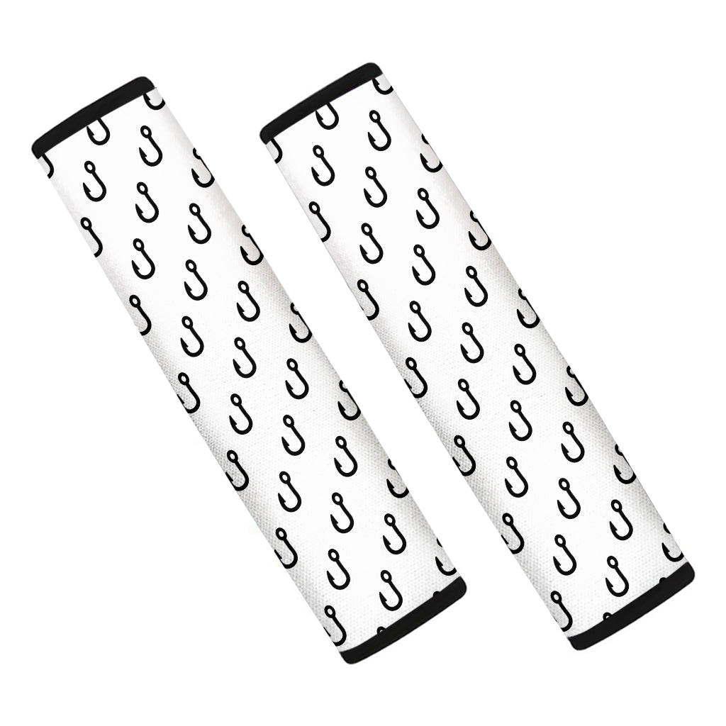 White And Black Fishing Hooks Print Car Seat Belt Covers
