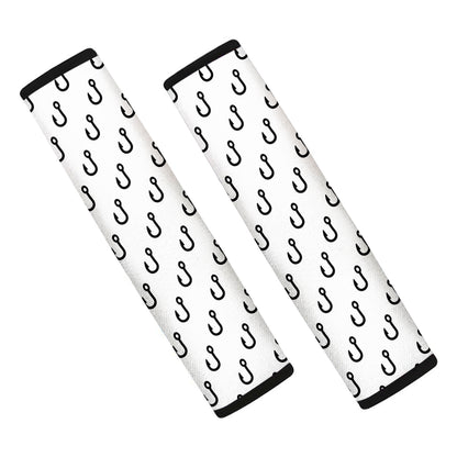 White And Black Fishing Hooks Print Car Seat Belt Covers