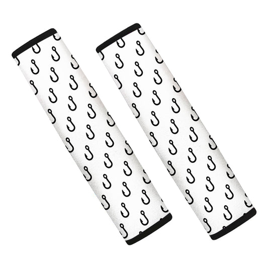 White And Black Fishing Hooks Print Car Seat Belt Covers