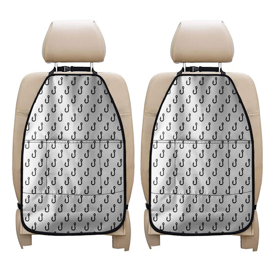 White And Black Fishing Hooks Print Car Seat Organizers