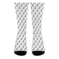 White And Black Fishing Hooks Print Crew Socks