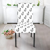 White And Black Fishing Hooks Print Dining Chair Slipcover