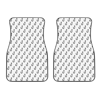 White And Black Fishing Hooks Print Front Car Floor Mats