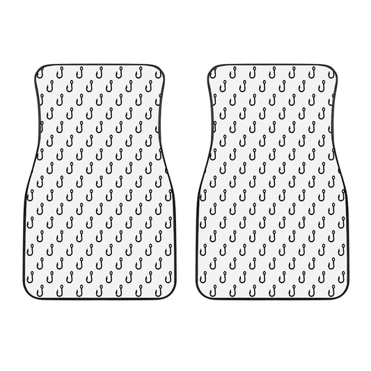White And Black Fishing Hooks Print Front Car Floor Mats