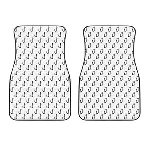 White And Black Fishing Hooks Print Front Car Floor Mats