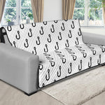 White And Black Fishing Hooks Print Futon Protector