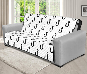 White And Black Fishing Hooks Print Futon Protector