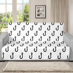 White And Black Fishing Hooks Print Futon Protector