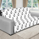 White And Black Fishing Hooks Print Futon Protector