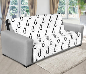 White And Black Fishing Hooks Print Futon Protector