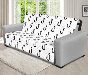 White And Black Fishing Hooks Print Futon Protector