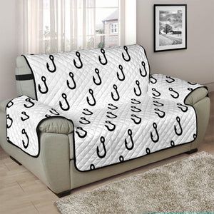 White And Black Fishing Hooks Print Half Sofa Protector