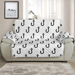 White And Black Fishing Hooks Print Half Sofa Protector