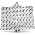 White And Black Fishing Hooks Print Hooded Blanket