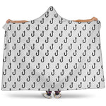 White And Black Fishing Hooks Print Hooded Blanket
