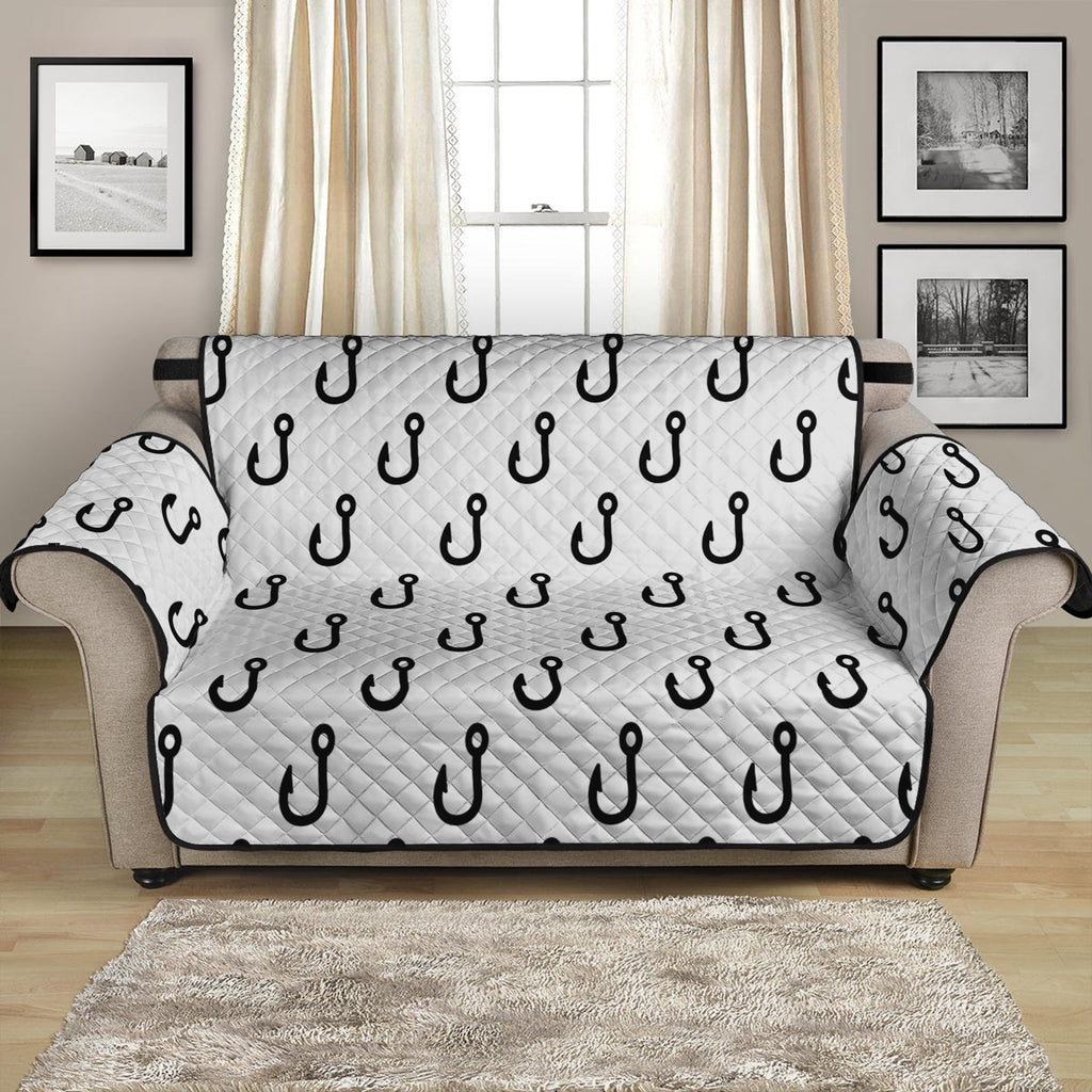 White And Black Fishing Hooks Print Loveseat Protector