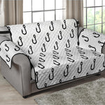 White And Black Fishing Hooks Print Loveseat Protector