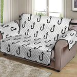 White And Black Fishing Hooks Print Loveseat Protector