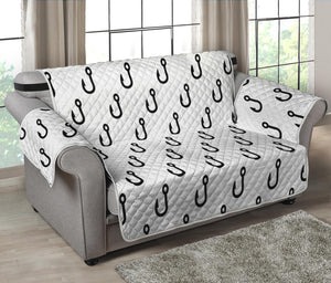 White And Black Fishing Hooks Print Loveseat Protector