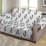 White And Black Fishing Hooks Print Loveseat Protector