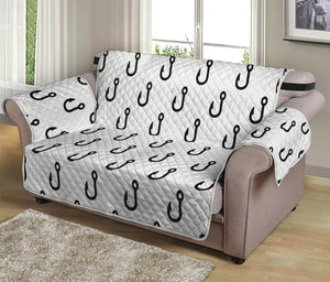 White And Black Fishing Hooks Print Loveseat Protector