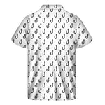 White And Black Fishing Hooks Print Men's Short Sleeve Shirt