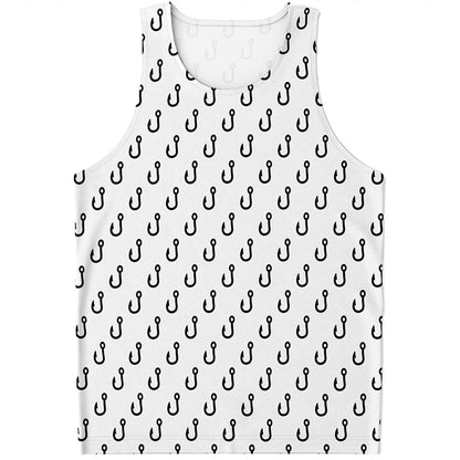 White And Black Fishing Hooks Print Men's Tank Top