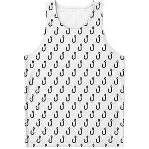 White And Black Fishing Hooks Print Men's Tank Top