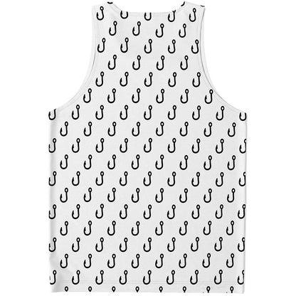 White And Black Fishing Hooks Print Men's Tank Top
