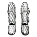 White And Black Fishing Hooks Print Muay Thai Shin Guards