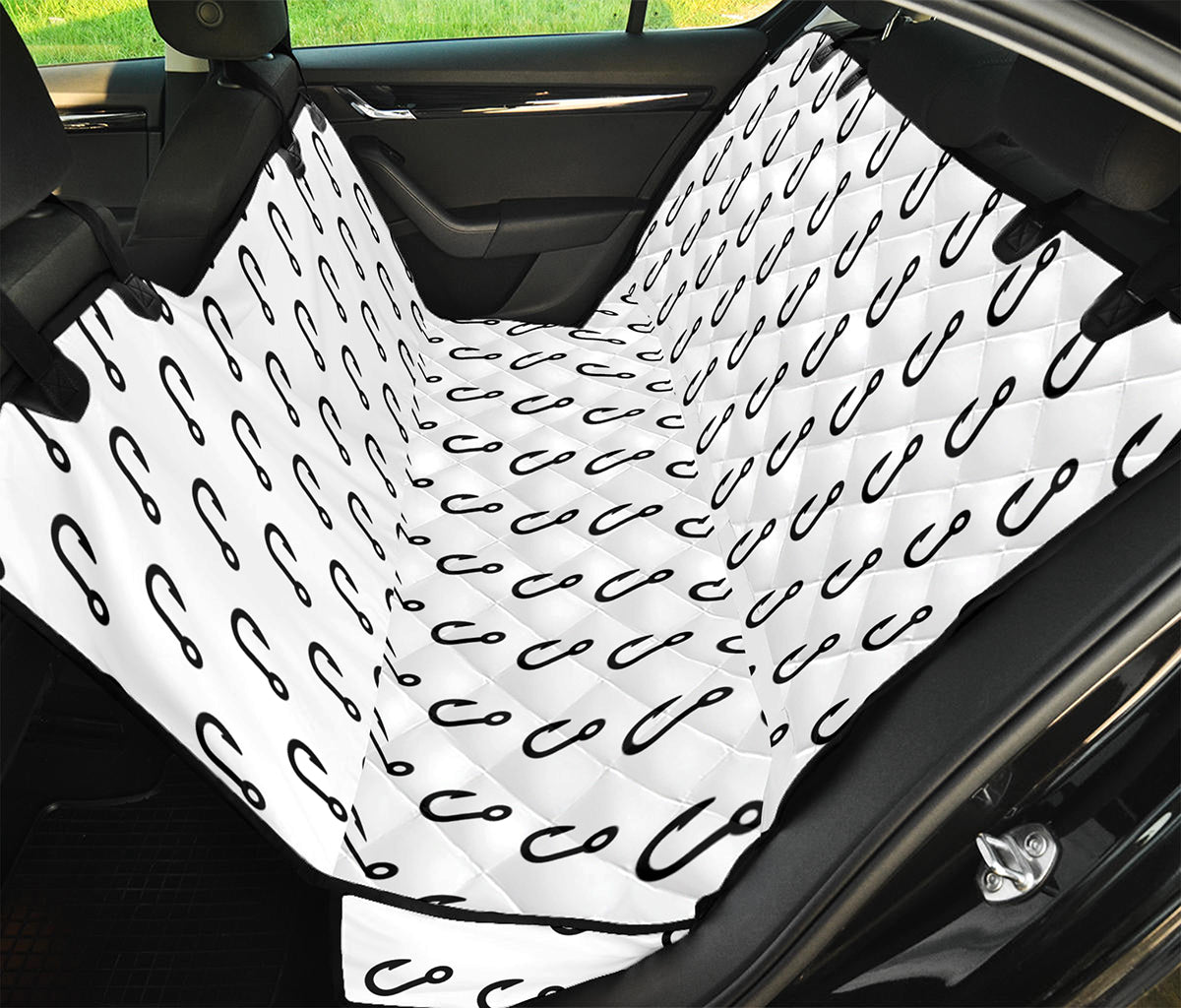 White And Black Fishing Hooks Print Pet Car Back Seat Cover