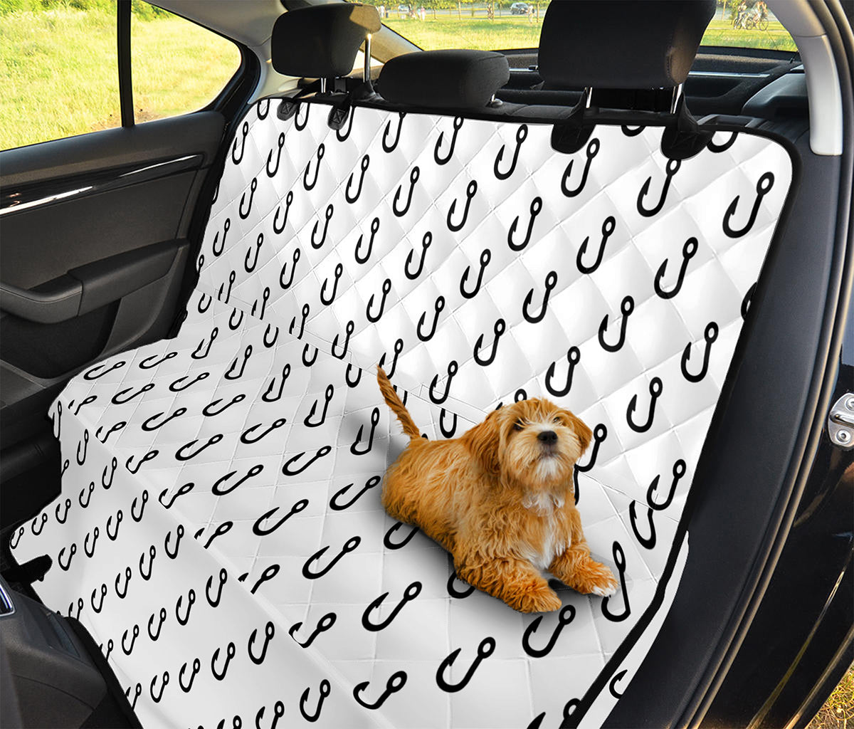 White And Black Fishing Hooks Print Pet Car Back Seat Cover