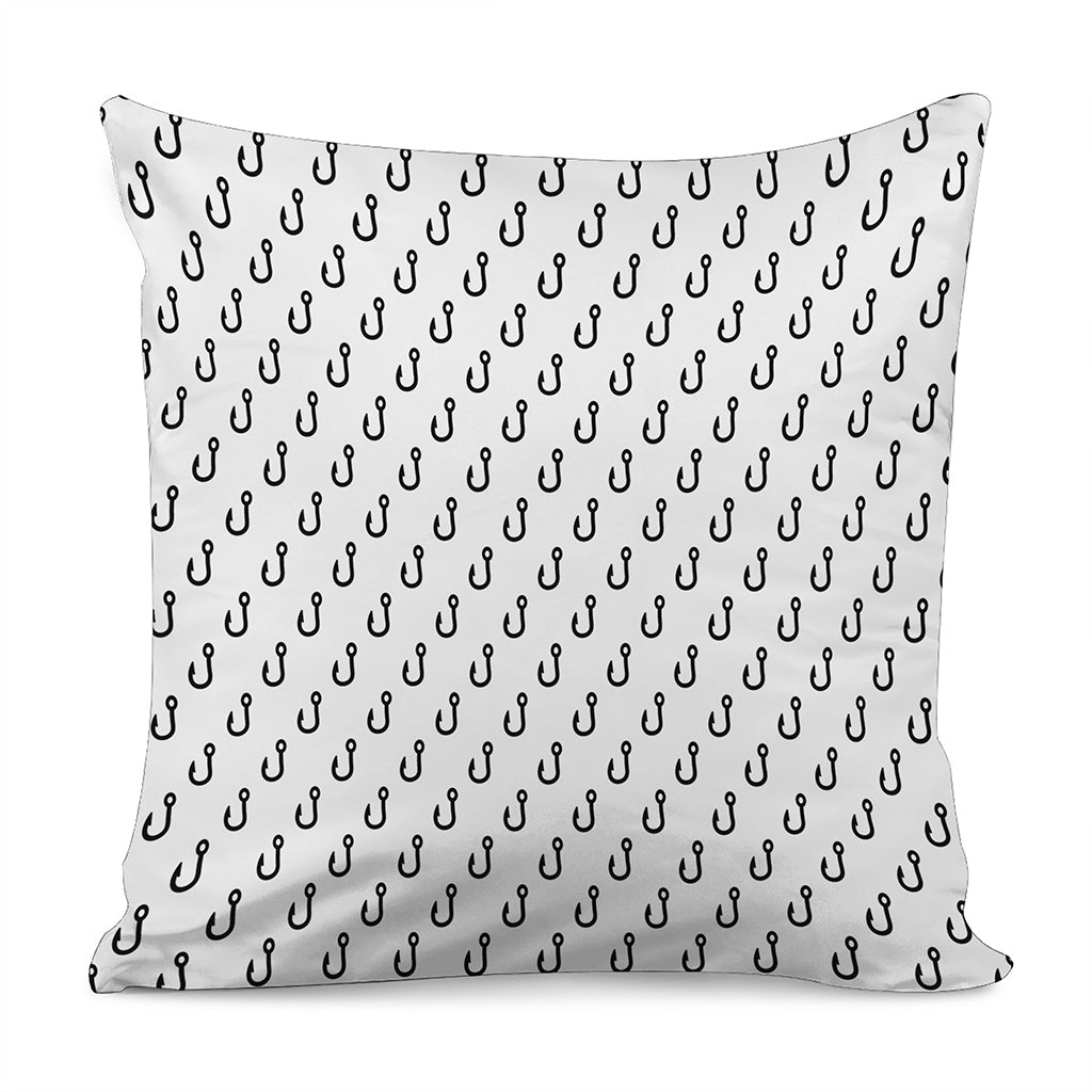 White And Black Fishing Hooks Print Pillow Cover