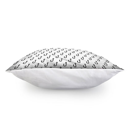 White And Black Fishing Hooks Print Pillow Cover