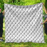 White And Black Fishing Hooks Print Quilt