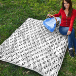 White And Black Fishing Hooks Print Quilt