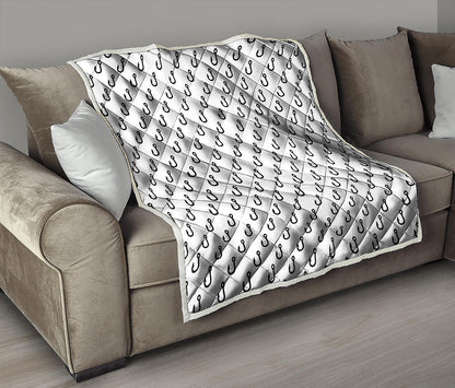 White And Black Fishing Hooks Print Quilt