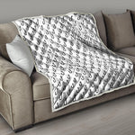 White And Black Fishing Hooks Print Quilt