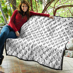 White And Black Fishing Hooks Print Quilt