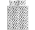 White And Black Fishing Hooks Print Quilt Bed Set
