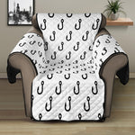 White And Black Fishing Hooks Print Recliner Protector