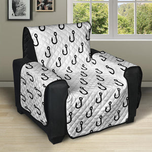 White And Black Fishing Hooks Print Recliner Protector