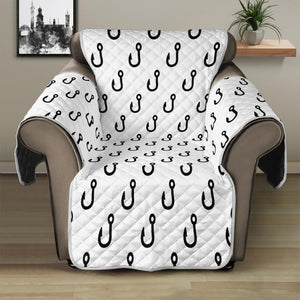 White And Black Fishing Hooks Print Recliner Protector