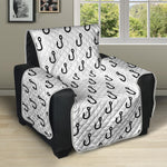 White And Black Fishing Hooks Print Recliner Protector