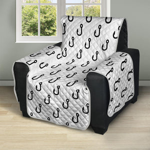 White And Black Fishing Hooks Print Recliner Protector