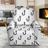 White And Black Fishing Hooks Print Recliner Slipcover